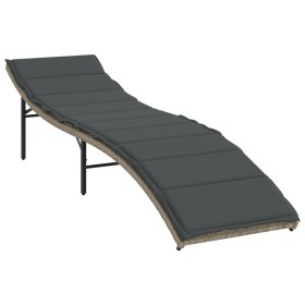 vidaXL Sonnenliege mit Kissen Hellgrau 55x199x50 cm Poly Rattan