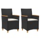 vidaXL Gartenstühle mit Kissen 2 Stk. Schwarz Poly Rattan Massivholz vidaXL Gartenstühle mit Kissen 2 Stk. Schwarz Poly Rattan Massivholz