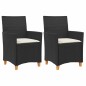 vidaXL Gartenstühle mit Kissen 2 Stk. Schwarz Poly Rattan Massivholz vidaXL Gartenstühle mit Kissen 2 Stk. Schwarz Poly Rattan Massivholz
