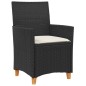 vidaXL Gartenstühle mit Kissen 2 Stk. Schwarz Poly Rattan Massivholz vidaXL Gartenstühle mit Kissen 2 Stk. Schwarz Poly Rattan Massivholz