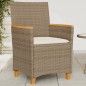 vidaXL Gartenstühle mit Kissen 2 Stk. Beige Poly Rattan Massivholz vidaXL Gartenstühle mit Kissen 2 Stk. Beige Poly Rattan Massivholz