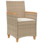 vidaXL Gartenstühle mit Kissen 2 Stk. Beige Poly Rattan Massivholz vidaXL Gartenstühle mit Kissen 2 Stk. Beige Poly Rattan Massivholz