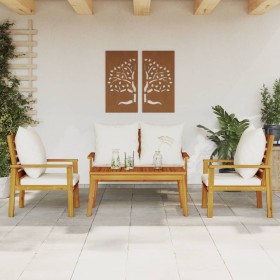 vidaXL 4-tlg. Garten-Lounge-Set mit Kissen Massivholz Akazie