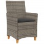 vidaXL Gartenstühle mit Kissen 2 Stk. Grau Poly Rattan Massivholz vidaXL Gartenstühle mit Kissen 2 Stk. Grau Poly Rattan Massivholz