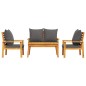 vidaXL 4-tlg. Garten-Lounge-Set mit Kissen Massivholz Akazie