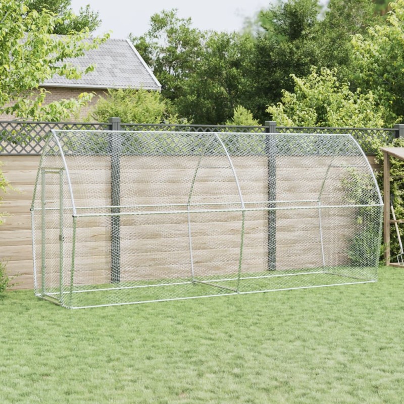 vidaXL Hühnerkäfig Silbern 400x105x182 cm Verzinkter Stahl vidaXL Hühnerkäfig Silbern 400x105x182 cm Verzinkter Stahl