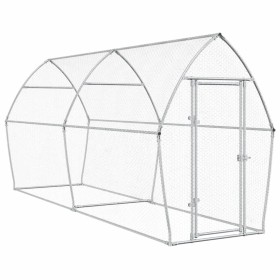 vidaXL Hühnerkäfig Silbern 400x105x182 cm Verzinkter Stahl