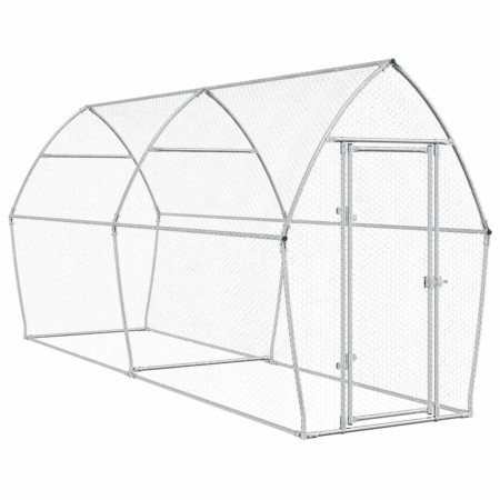vidaXL Hühnerkäfig Silbern 400x105x182 cm Verzinkter Stahl