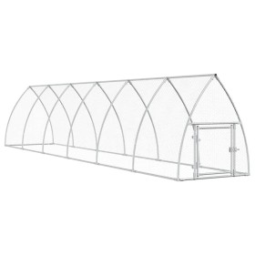 vidaXL Hühnerkäfig Silbern 600x105x120 cm Verzinkter Stahl