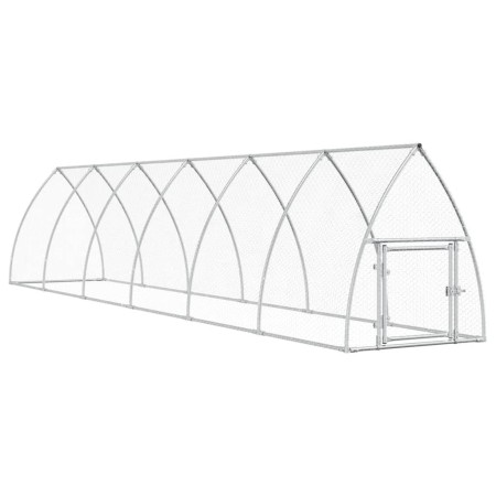 vidaXL Hühnerkäfig Silbern 600x105x120 cm Verzinkter Stahl