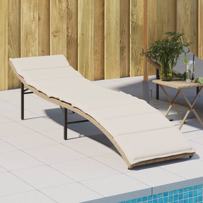 vidaXL Sonnenliege mit Kissen Beige 55x199x50 cm Poly Rattan vidaXL Sonnenliege mit Kissen Beige 55x199x50 cm Poly Rattan