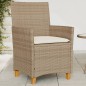 vidaXL Gartenstühle mit Kissen 2 Stk. Beige Poly Rattan Massivholz vidaXL Gartenstühle mit Kissen 2 Stk. Beige Poly Rattan Massivholz