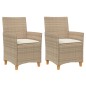 vidaXL Gartenstühle mit Kissen 2 Stk. Beige Poly Rattan Massivholz vidaXL Gartenstühle mit Kissen 2 Stk. Beige Poly Rattan Massivholz
