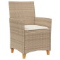 vidaXL Gartenstühle mit Kissen 2 Stk. Beige Poly Rattan Massivholz vidaXL Gartenstühle mit Kissen 2 Stk. Beige Poly Rattan Massivholz