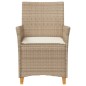 vidaXL Gartenstühle mit Kissen 2 Stk. Beige Poly Rattan Massivholz vidaXL Gartenstühle mit Kissen 2 Stk. Beige Poly Rattan Massivholz