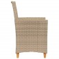 vidaXL Gartenstühle mit Kissen 2 Stk. Beige Poly Rattan Massivholz vidaXL Gartenstühle mit Kissen 2 Stk. Beige Poly Rattan Massivholz