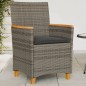 vidaXL Gartenstühle mit Kissen 2 Stk. Grau Poly Rattan Massivholz vidaXL Gartenstühle mit Kissen 2 Stk. Grau Poly Rattan Massivholz