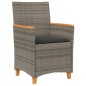 vidaXL Gartenstühle mit Kissen 2 Stk. Grau Poly Rattan Massivholz vidaXL Gartenstühle mit Kissen 2 Stk. Grau Poly Rattan Massivholz