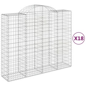 vidaXL Gabionen mit Hochbogen 18Stk. 200x50x160/180cm Verzinktes Eisen
