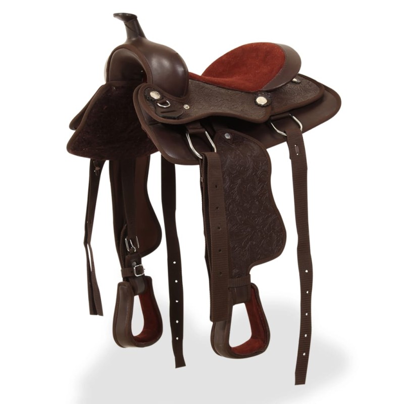 vidaXL Western-Sattel, Halfter & Brustblatt Echtleder 12" Braun vidaXL Western-Sattel, Halfter & Brustblatt Echtleder 12" Braun