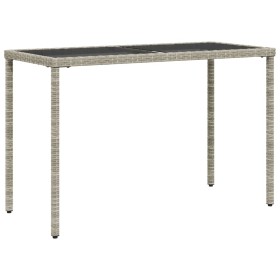 vidaXL Gartentisch mit Glasplatte Hellgrau 115x54x74 cm Poly Rattan