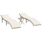 vidaXL Sonnenliegen 2 Stk. mit Tisch Beige Poly Rattan vidaXL Sonnenliegen 2 Stk. mit Tisch Beige Poly Rattan