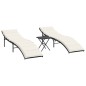 vidaXL Sonnenliegen 2 Stk. mit Tisch Schwarz Poly Rattan vidaXL Sonnenliegen 2 Stk. mit Tisch Schwarz Poly Rattan