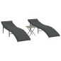 vidaXL Sonnenliegen 2 Stk. mit Tisch Grau Poly Rattan vidaXL Sonnenliegen 2 Stk. mit Tisch Grau Poly Rattan