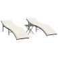 vidaXL Sonnenliegen 2 Stk. mit Tisch Braun Poly Rattan vidaXL Sonnenliegen 2 Stk. mit Tisch Braun Poly Rattan
