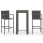 3-tlg. Garten-Bar-Set mit Armlehnen Poly Rattan Grau 3-tlg. Garten-Bar-Set mit Armlehnen Poly Rattan Grau