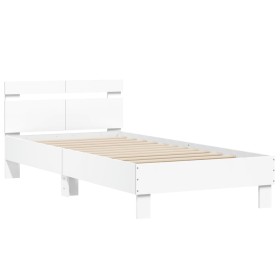 vidaXL Bettgestell mit Kopfteil Weiß 100x200 cm Holzwerkstoff