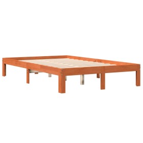 vidaXL Massivholzbett ohne Matratze Wachsbraun 120x200 cm Kiefernholz