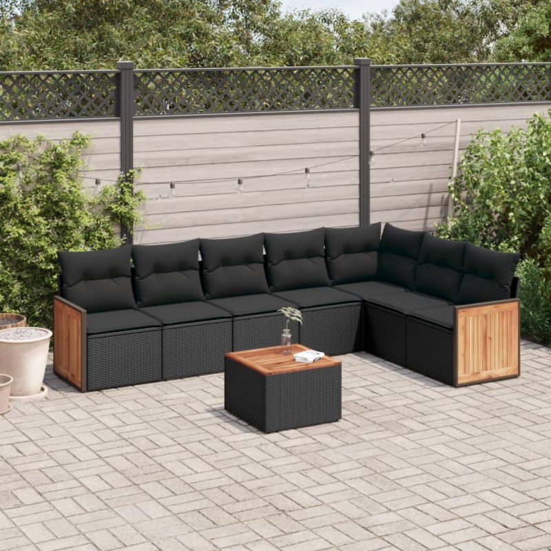 vidaXL 8-tlg. Garten-Sofagarnitur mit Kissen Schwarz Poly Rattan vidaXL 8-tlg. Garten-Sofagarnitur mit Kissen Schwarz Poly Rattan