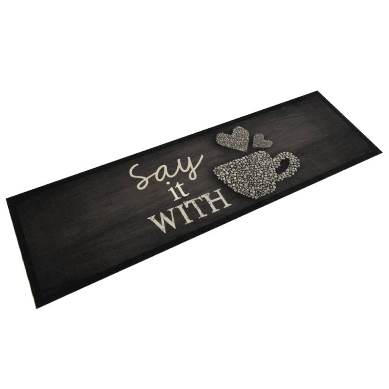 vidaXL Küchenteppich Waschbar Tasse Schwarz 45x150 cm Samt vidaXL Küchenteppich Waschbar Tasse Schwarz 45x150 cm Samt