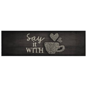 vidaXL Küchenteppich Waschbar Tasse Schwarz 45x150 cm Samt
