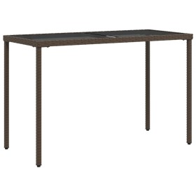 vidaXL Gartentisch mit Glasplatte Braun 115x54x74 cm Poly Rattan