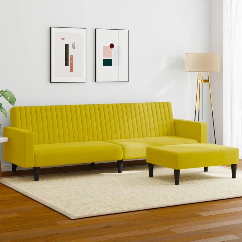 vidaXL 2-tlg. Sofagarnitur Gelb Samt vidaXL 2-tlg. Sofagarnitur Gelb Samt