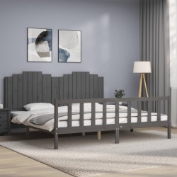 Massivholzbett mit Kopfteil Grau 200x200 cm