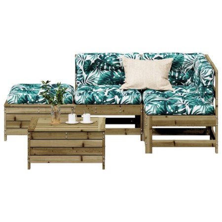 vidaXL 5-tlg. Garten-Lounge-Set mit Kissen Imprägniertes Kiefernholz