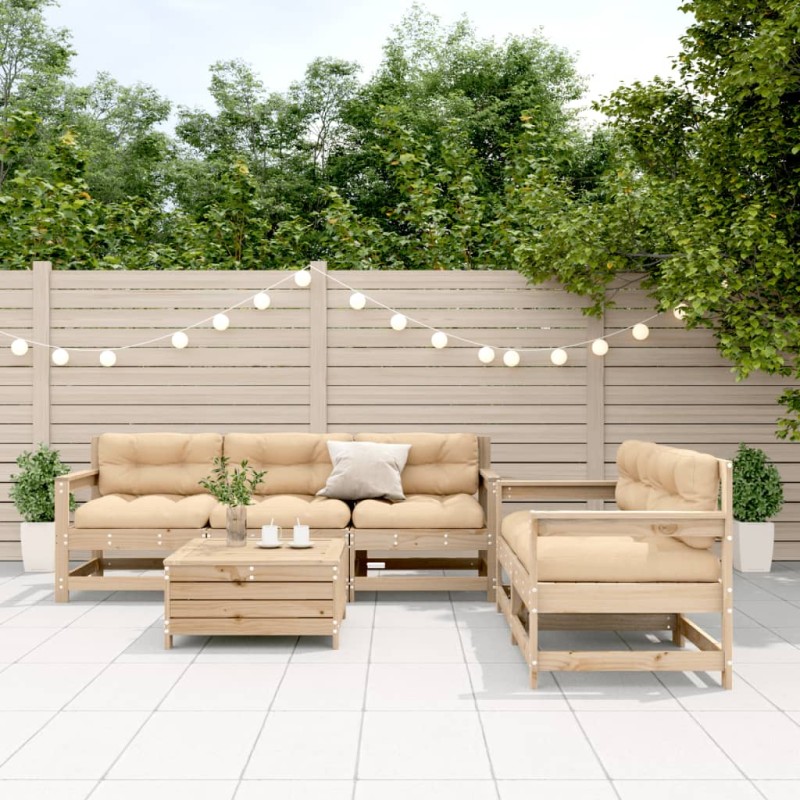 vidaXL 6-tlg. Garten-Lounge-Set mit Kissen Massivholz Kiefer vidaXL 6-tlg. Garten-Lounge-Set mit Kissen Massivholz Kiefer