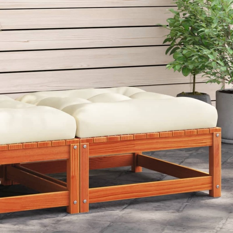 vidaXL Gartenhocker mit Kissen Wachsbraun Massivholz Kiefer vidaXL Gartenhocker mit Kissen Wachsbraun Massivholz Kiefer