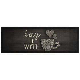 vidaXL Küchenteppich Waschbar Tasse Schwarz 60x180 cm Samt