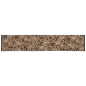 vidaXL Küchenteppich Waschbar Morgen Braun 60x300 cm Samt