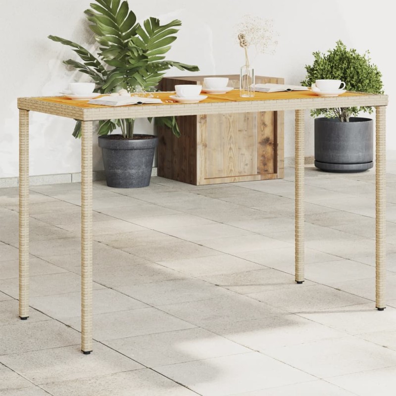 vidaXL Gartentisch mit Akazienholz-Platte 115x54x74 cm Poly Rattan vidaXL Gartentisch mit Akazienholz-Platte 115x54x74 cm Poly Rattan