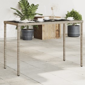 vidaXL Gartentisch mit Glasplatte Grau 115x54x74 cm Poly Rattan