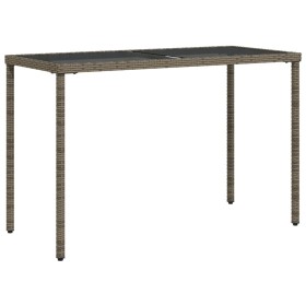 vidaXL Gartentisch mit Glasplatte Grau 115x54x74 cm Poly Rattan