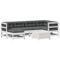 vidaXL 7-tlg. Garten-Lounge-Set mit Kissen Weiß Massivholz Kiefer vidaXL 7-tlg. Garten-Lounge-Set mit Kissen Weiß Massivholz Kiefer