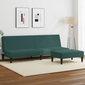 vidaXL 2-tlg. Sofagarnitur Dunkelgrün Samt