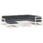 vidaXL 8-tlg. Garten-Lounge-Set mit Kissen Weiß Massivholz Kiefer vidaXL 8-tlg. Garten-Lounge-Set mit Kissen Weiß Massivholz Kiefer