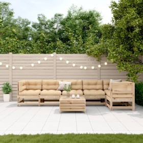 vidaXL 7-tlg. Garten-Lounge-Set mit Kissen Massivholz Kiefer